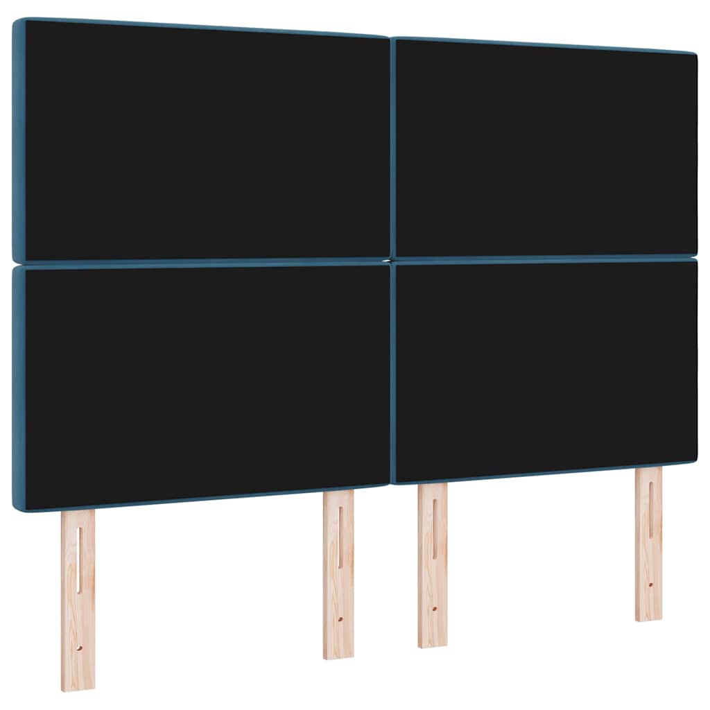 LED Headboard with LED Strip Lights Dark blue 144 cm Velvet